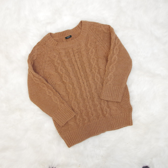 J. Crew Sweaters - J Crew Italian Camel Cable Knit Sweater Merino